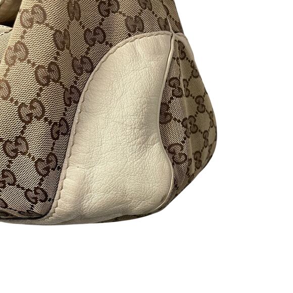 Gucci Charlotte Hobo Shoulder Bag Brown Canvas GG Monogram / Cream Leather AS IS - Picture 4 of 16